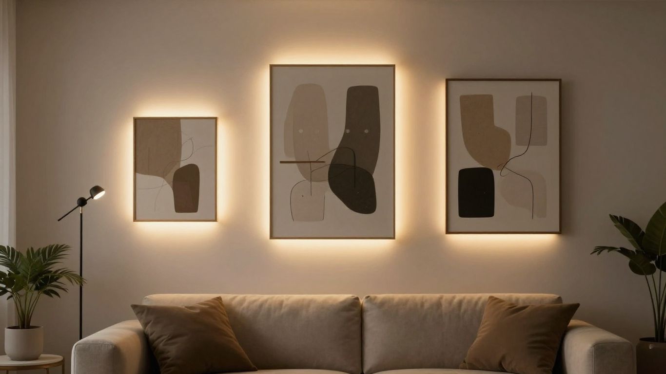 Sleek contemporary wall lights illuminating a modern living room.