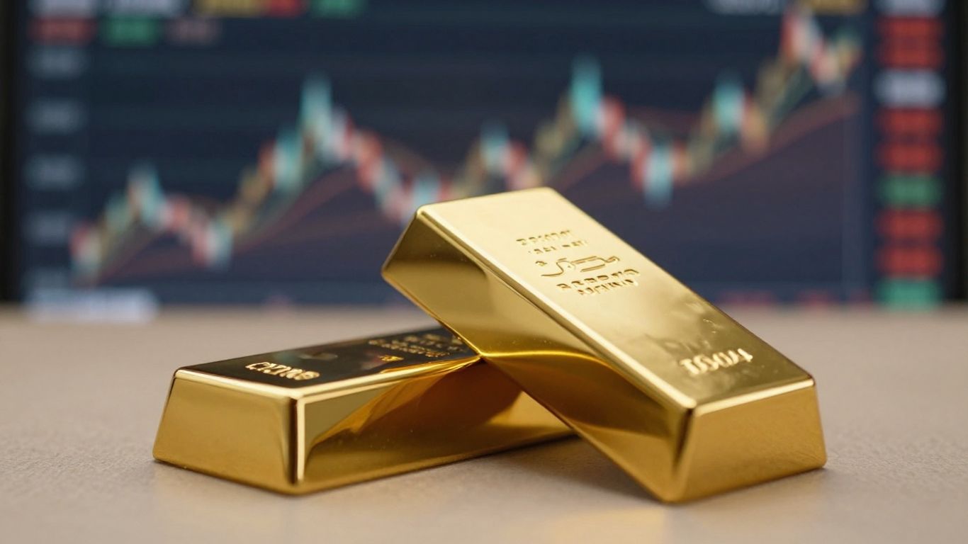 Gold bar with market trend visuals