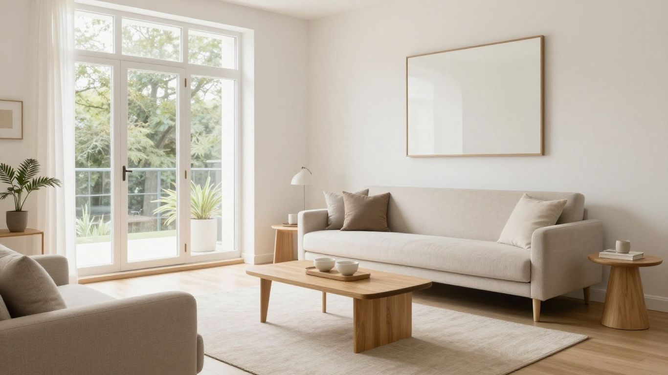 Small living room illusion of spaciousness with mirrors.