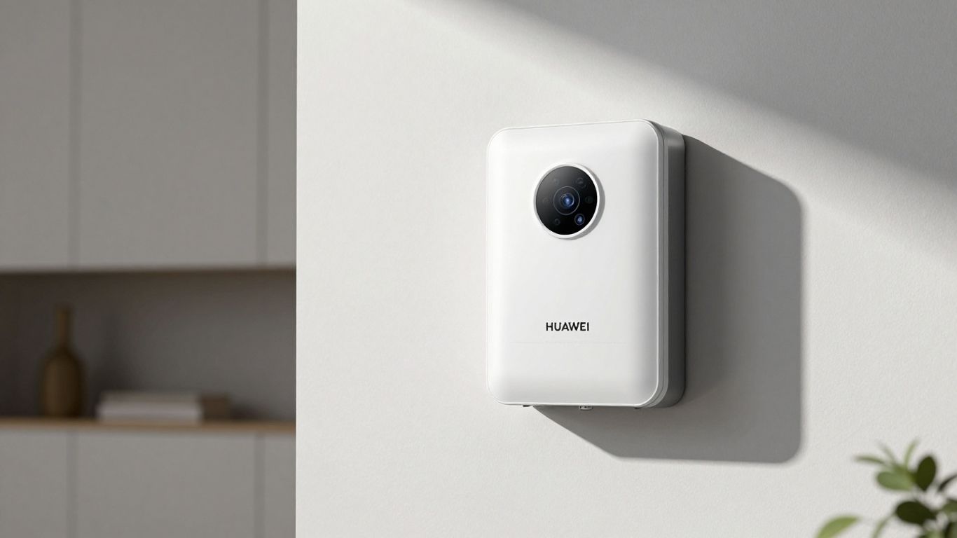 Onduleur Huawei résidentiel moderne sur un mur propre.
