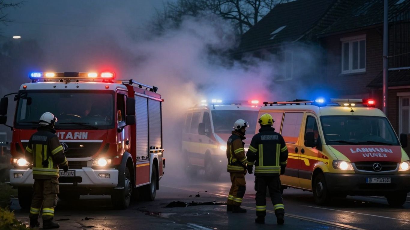 Hulpdiensten ter plaatse bij een ongeval in Limburg.