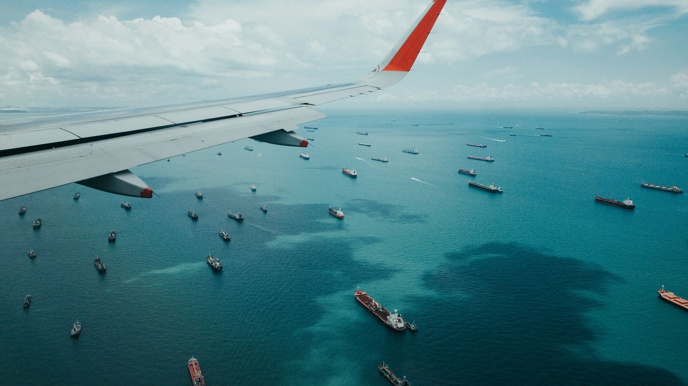 Container shipment leaving Singapore