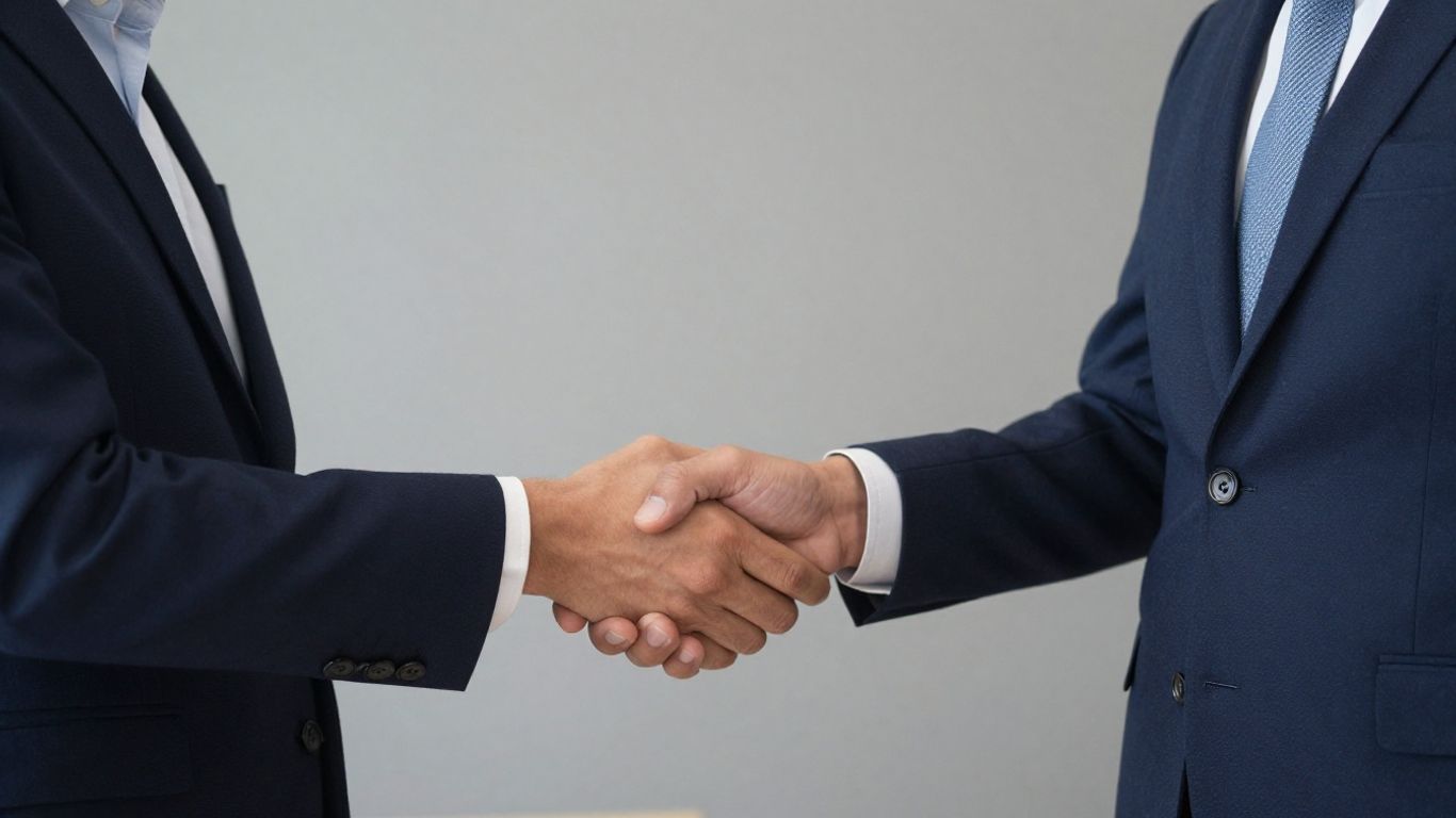 Händeschütteln zwischen zwei Personen im Büro