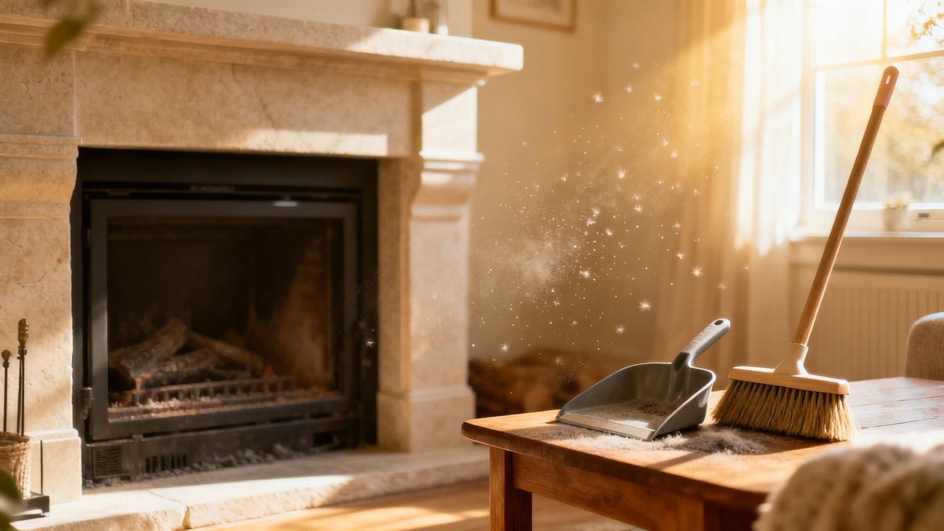 Clean fireplace ready for spring cleaning