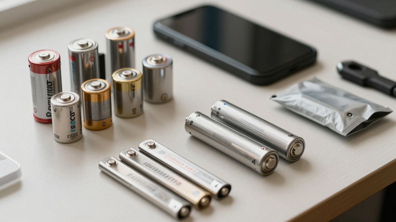 Lithium battery cells arranged beside devices