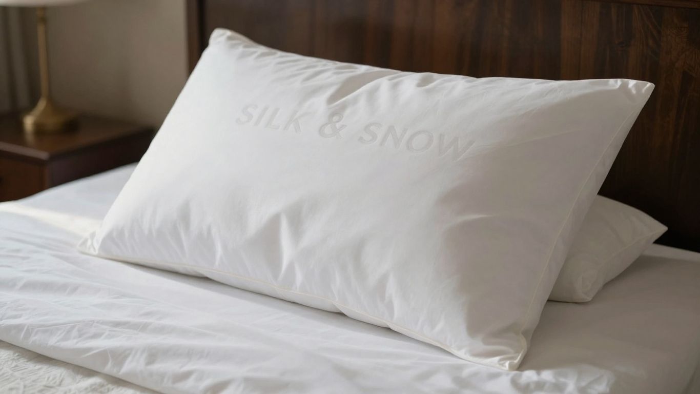 Silk & Snow pillow on a bed