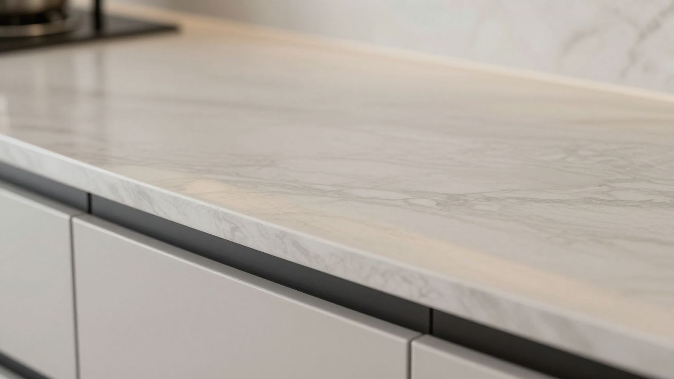 Wren quartz worktop in a modern kitchen.