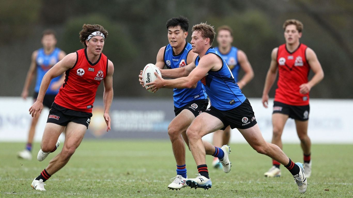 Players in action during a Balmain Touch Football game.