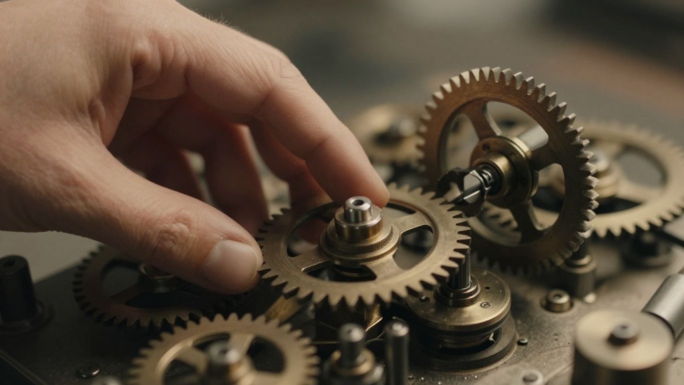 Hand adjusting intricate gears and levers for Amazon DSP optimization.