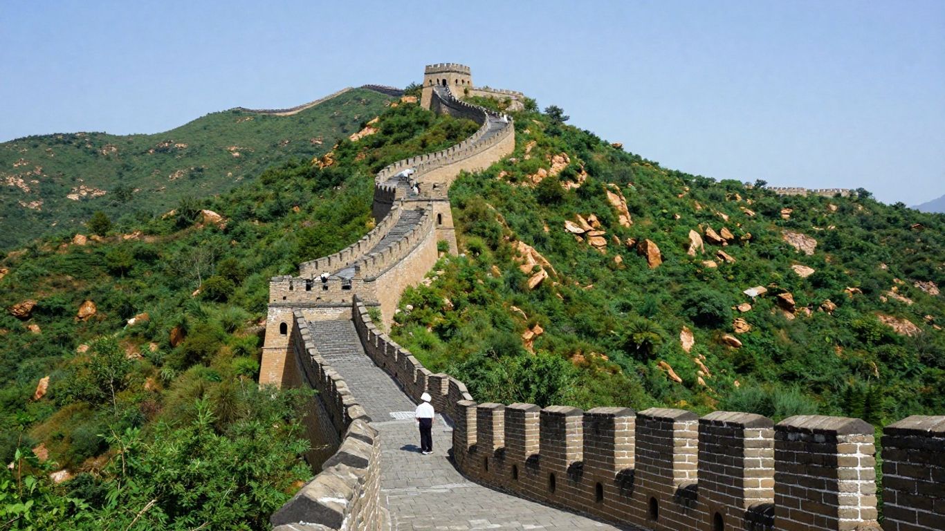 Great Wall of China under a clear sky.