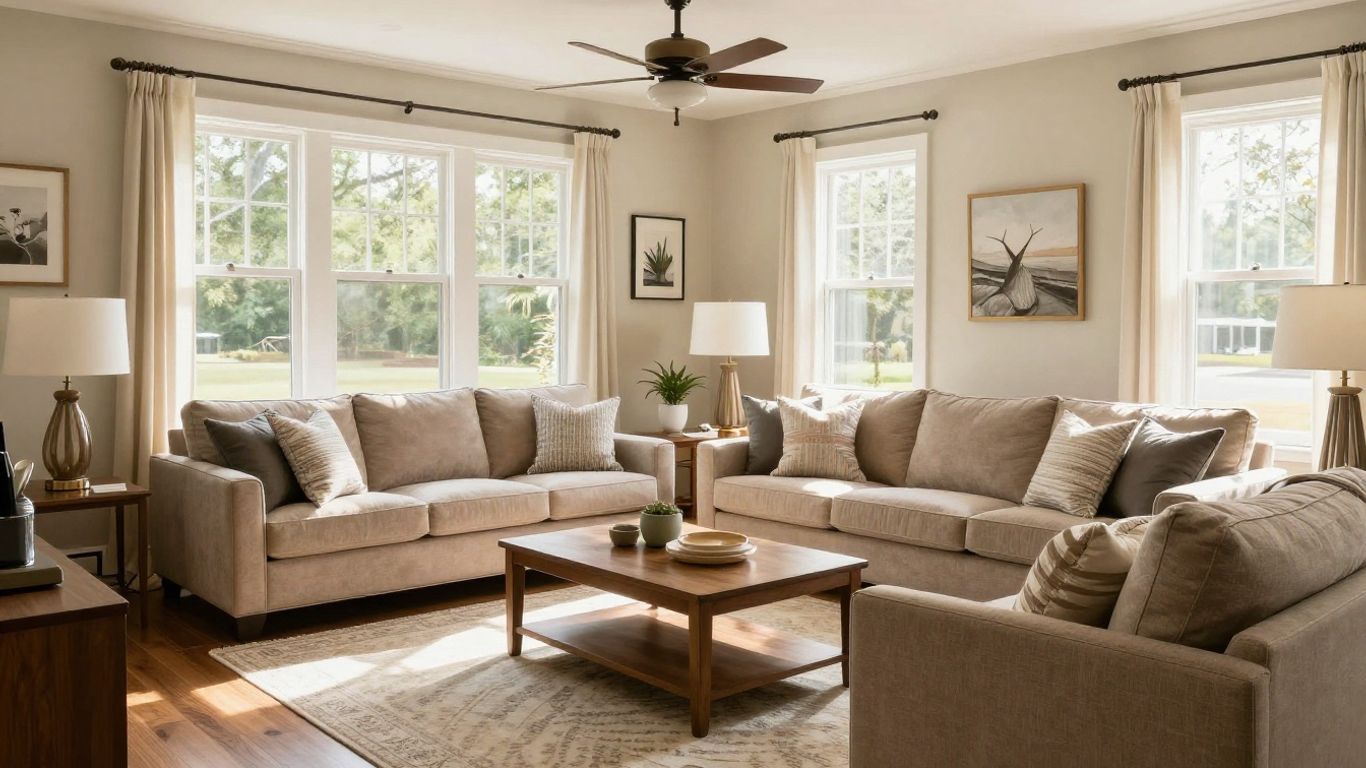 Modern living room remodel in Berkeley Lake, Georgia.
