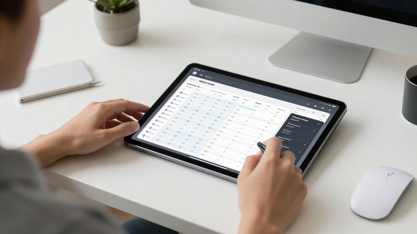 A professional workspace featuring digital time tracking devices