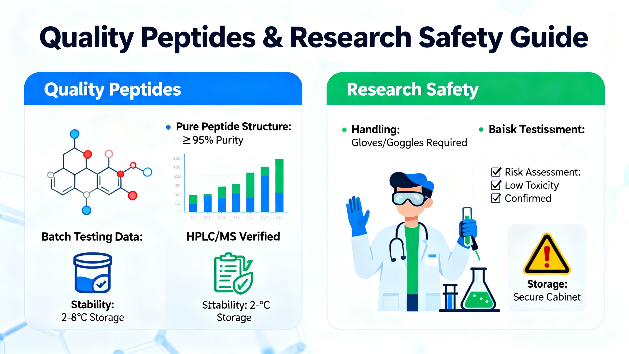 Visual representation of quality peptides and research safety