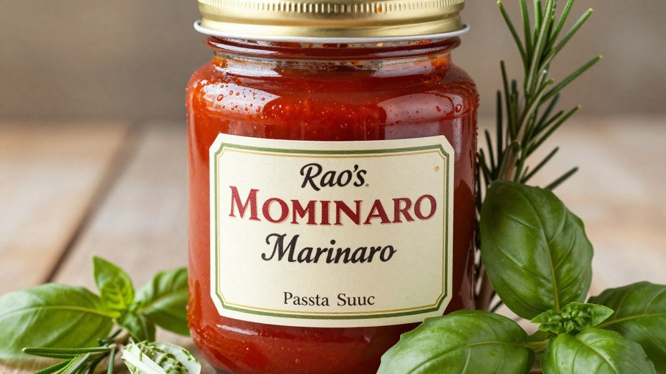 Jar of Rao's Homemade pasta sauce with basil and rosemary.
