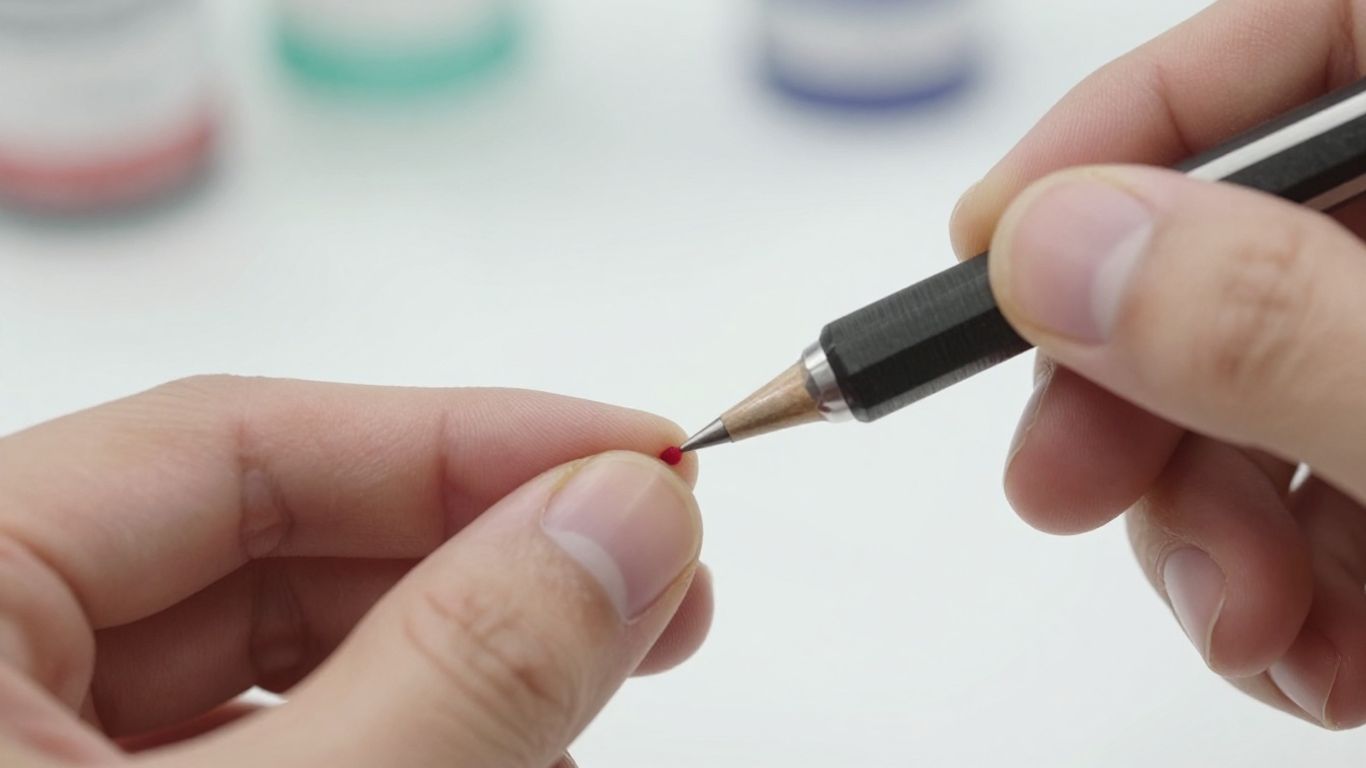 Barber using a styptic pencil to stop bleeding.