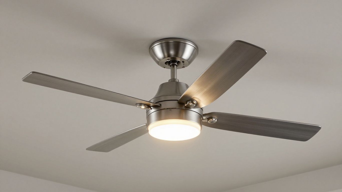 Modern 60-inch LED ceiling fan with integrated light.