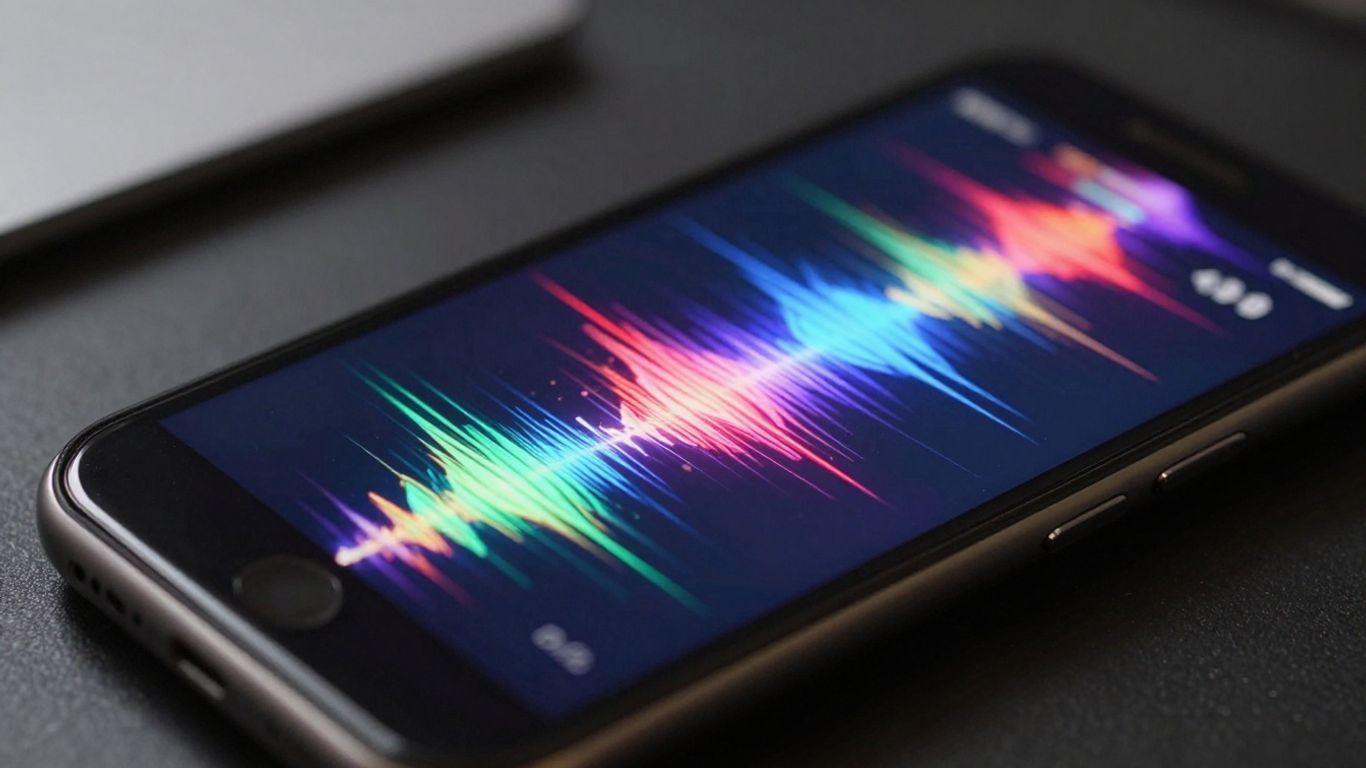 Phone displaying AI music video visuals