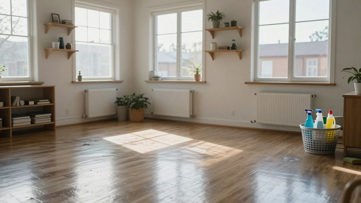 Sparkling clean living room after deep cleaning.