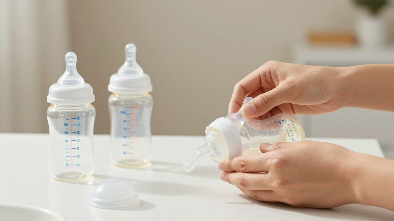 Preparación higiénica de un biberón infantil