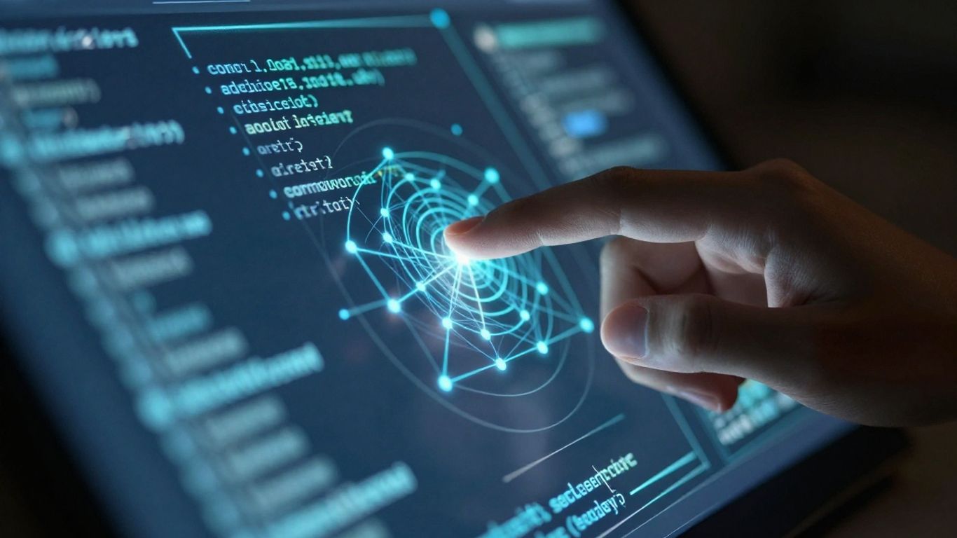 Hand interacting with a secure digital access interface.