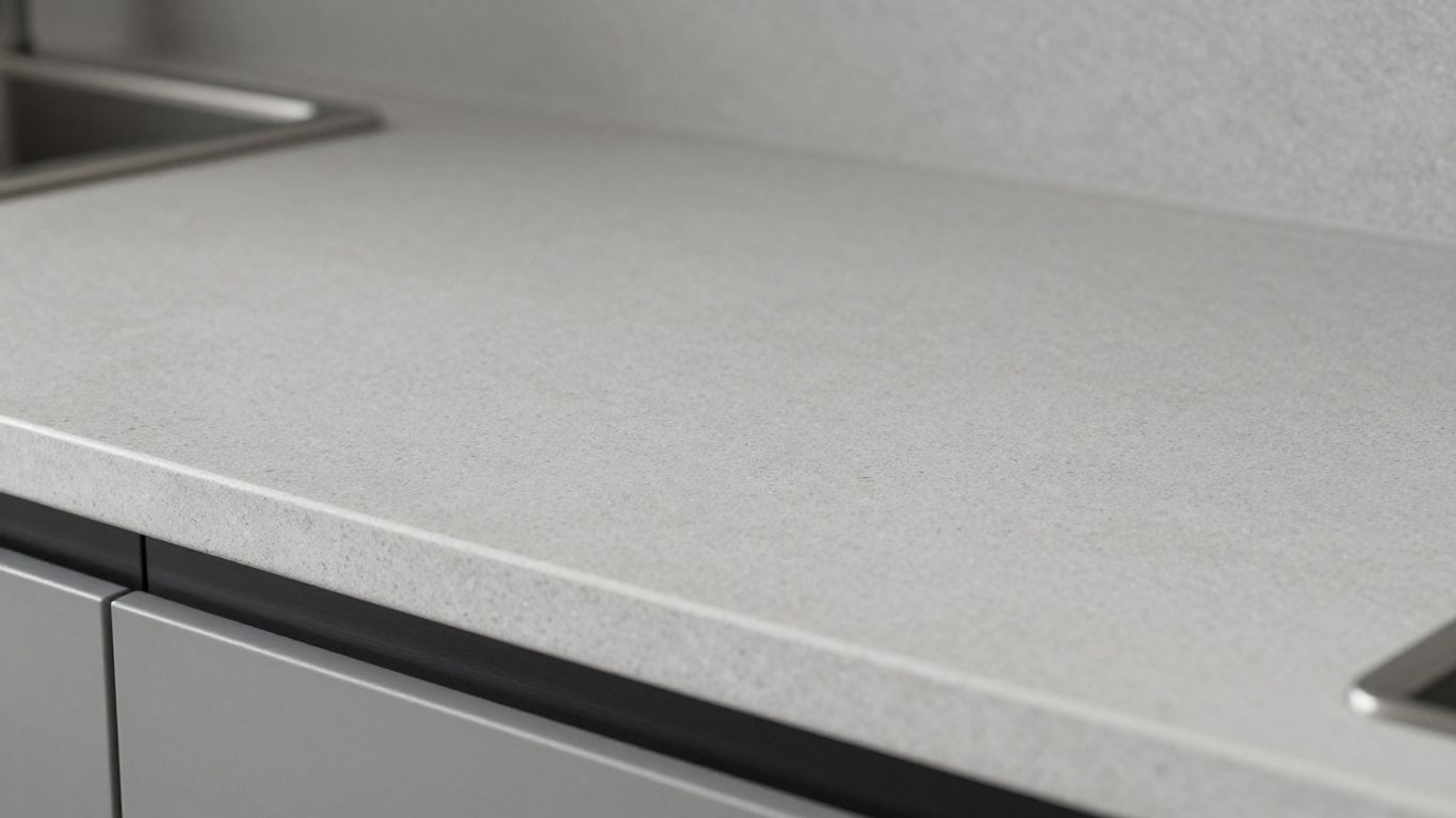 Kitchen countertop with a subtle, speckled pattern.