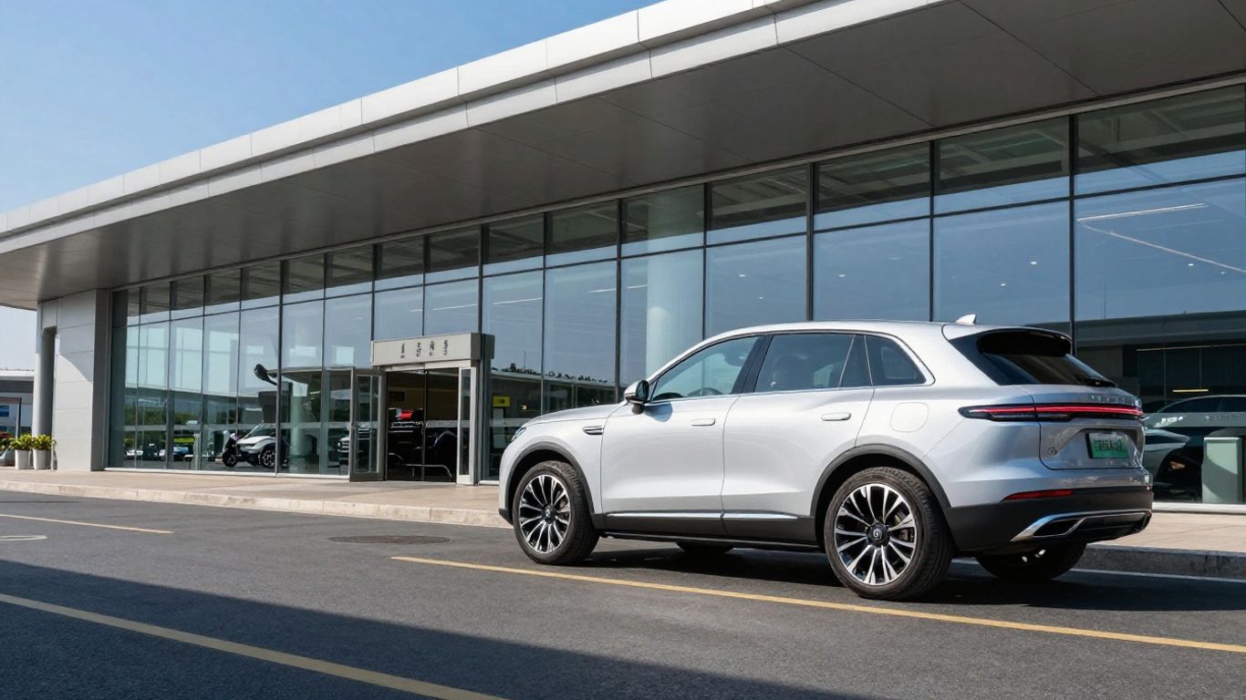 Modern luxury SUV parked at the airport