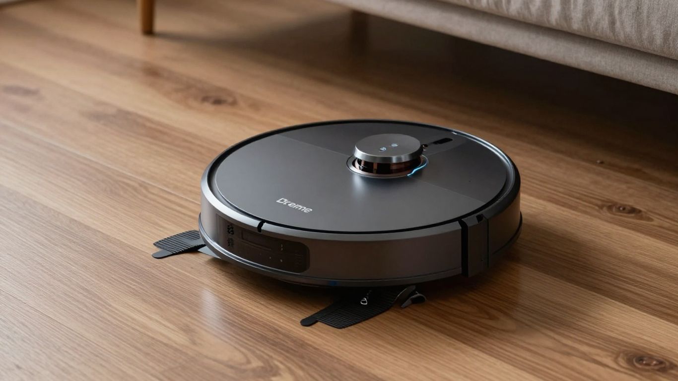 Aspirateur robot Dreame X50 nettoyant le sol d'une maison moderne.