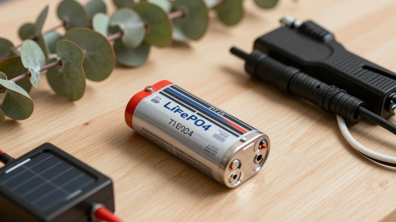 A compact lithium battery beside solar equipment