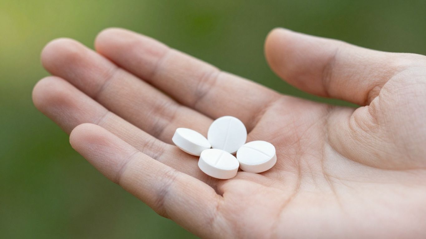 Zinc chewable tablets in a hand