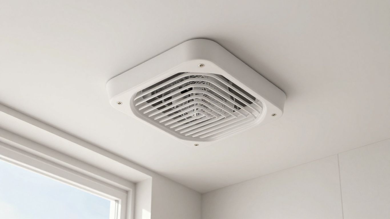 Modern bathroom with a quiet exhaust fan.