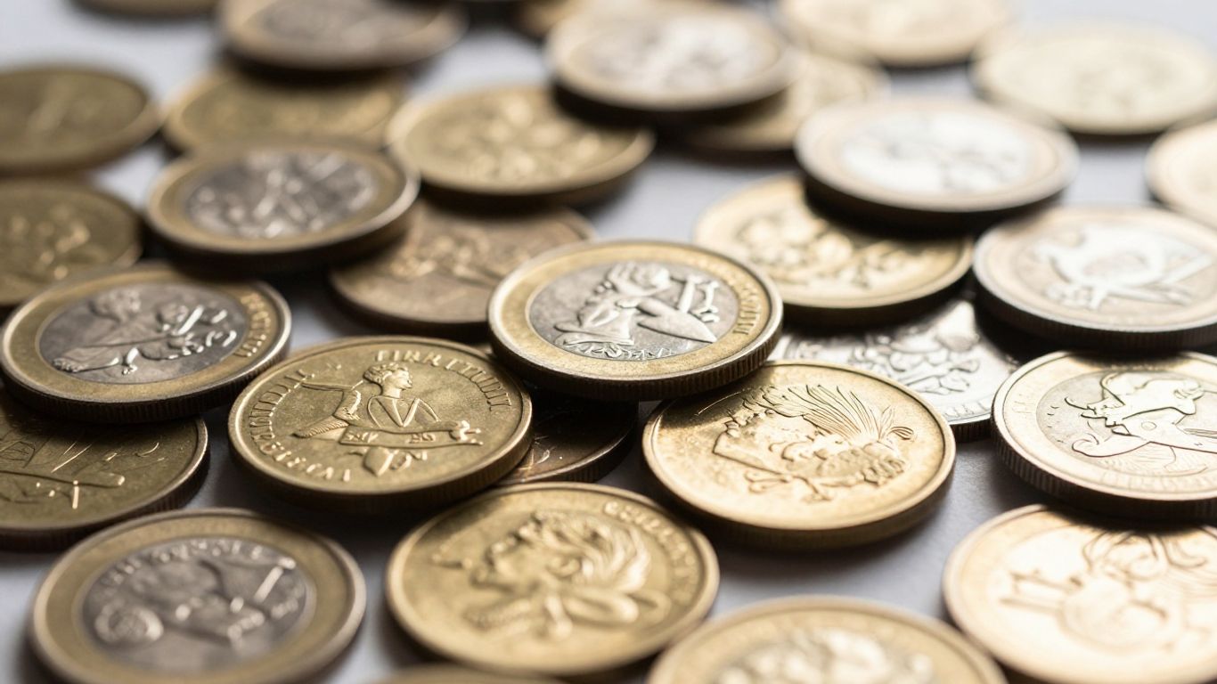 Pile of valuable gold and silver coins