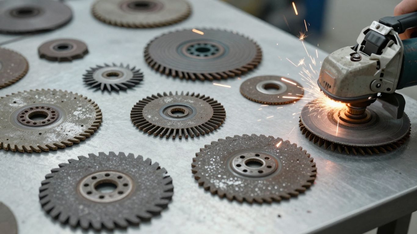 Selection of abrasive discs for metal fabrication.