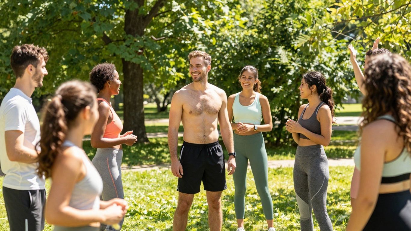 Personas sonriendo y disfrutando al aire libre.