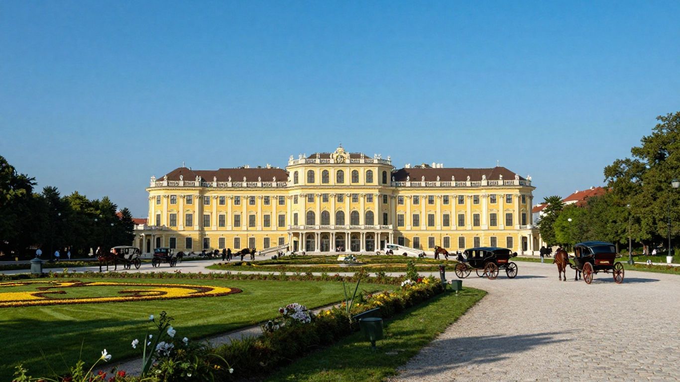 Schönbrunn Palace and gardens in Vienna, Austria.