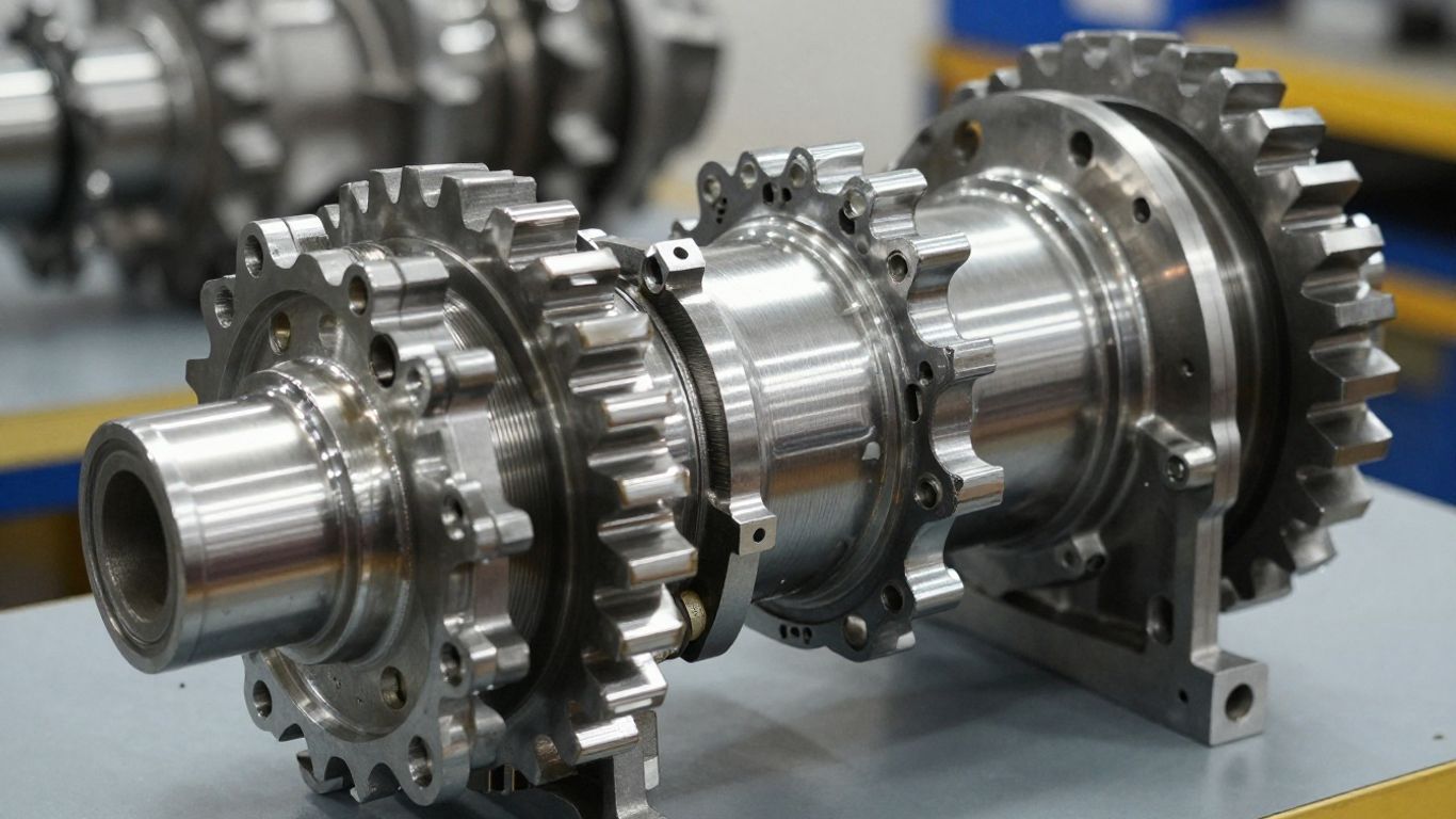 Close up of a clean automotive transmission gear system
