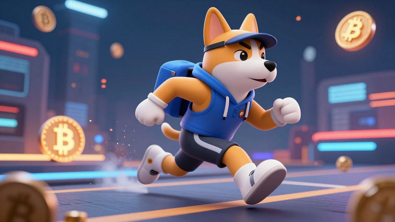 Walken game character running on a digital track