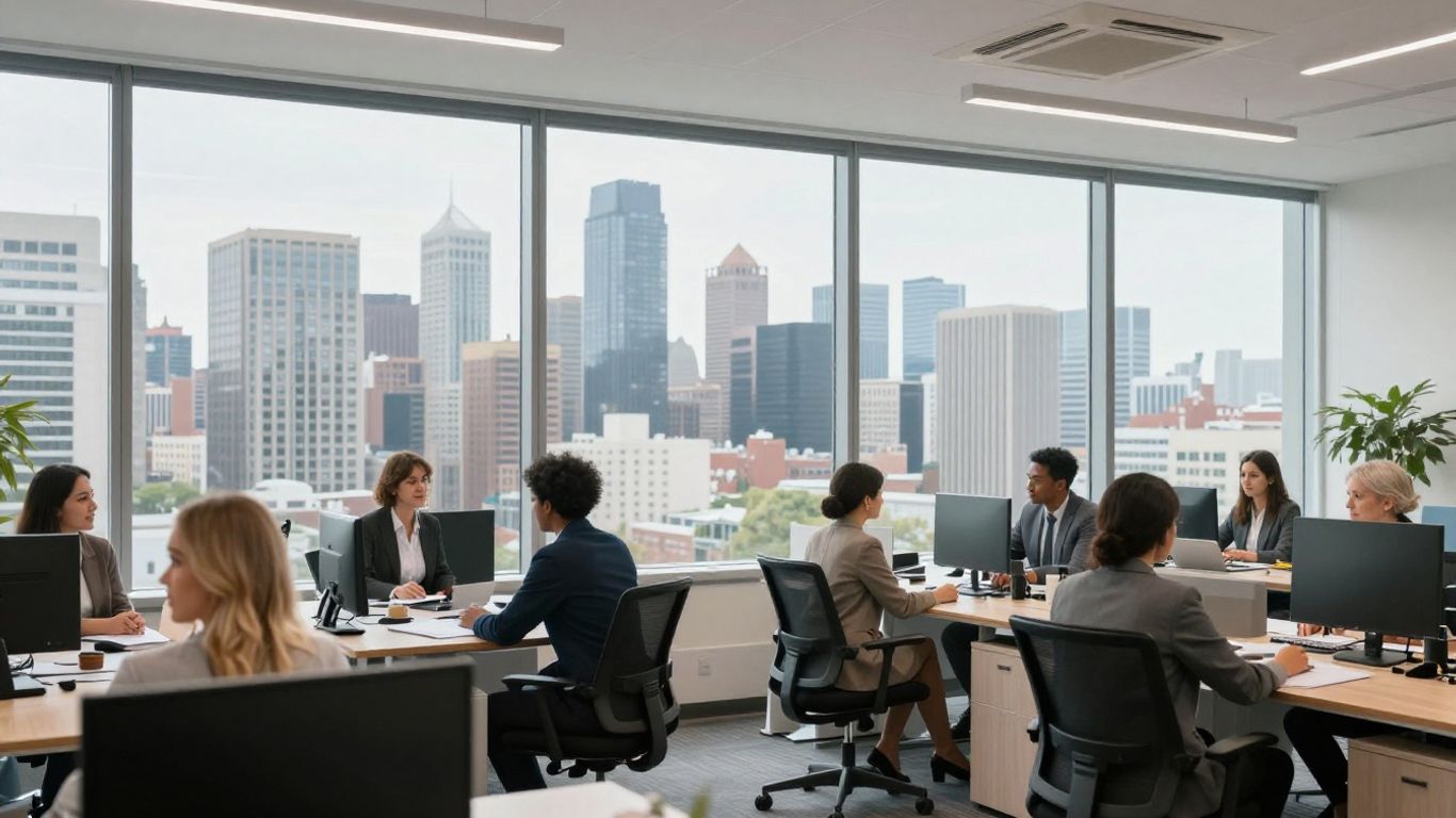 Diverse professional office in modern city