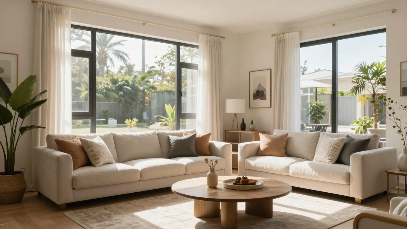 Stylish living room furniture for Hilton Head Airbnb.