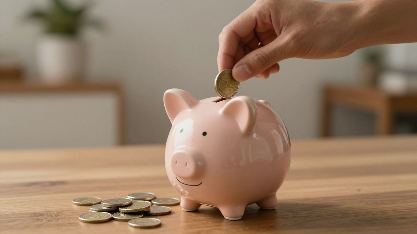 Home healthcare finances: coin in house piggy bank.