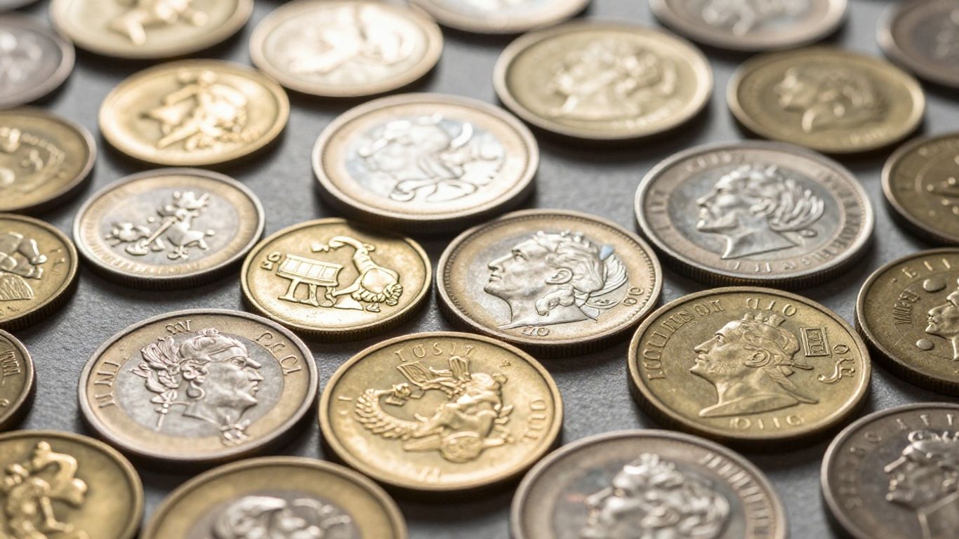 Collection of valuable gold and silver coins.