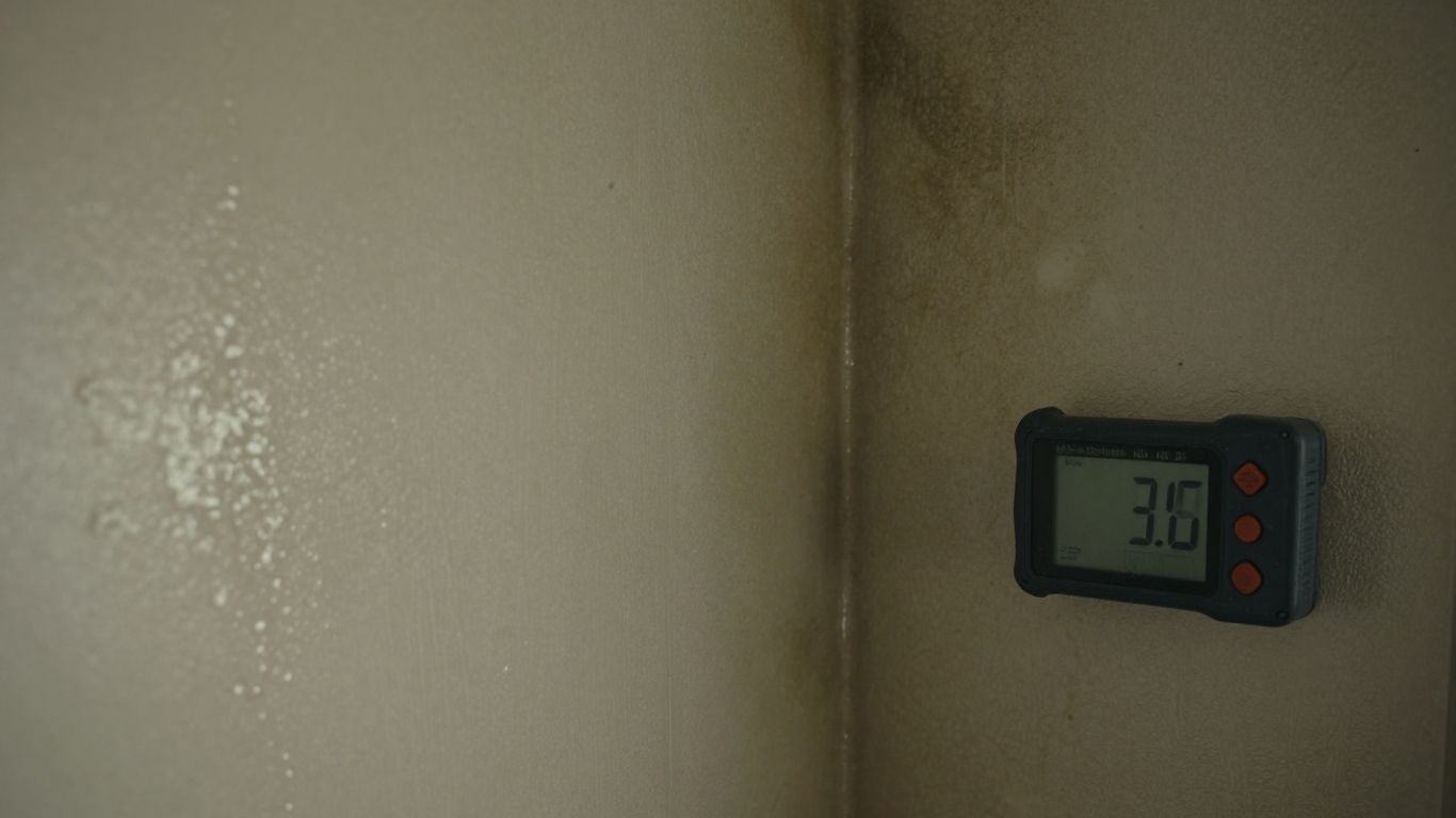 A dimly lit room showing signs of structural wall moisture