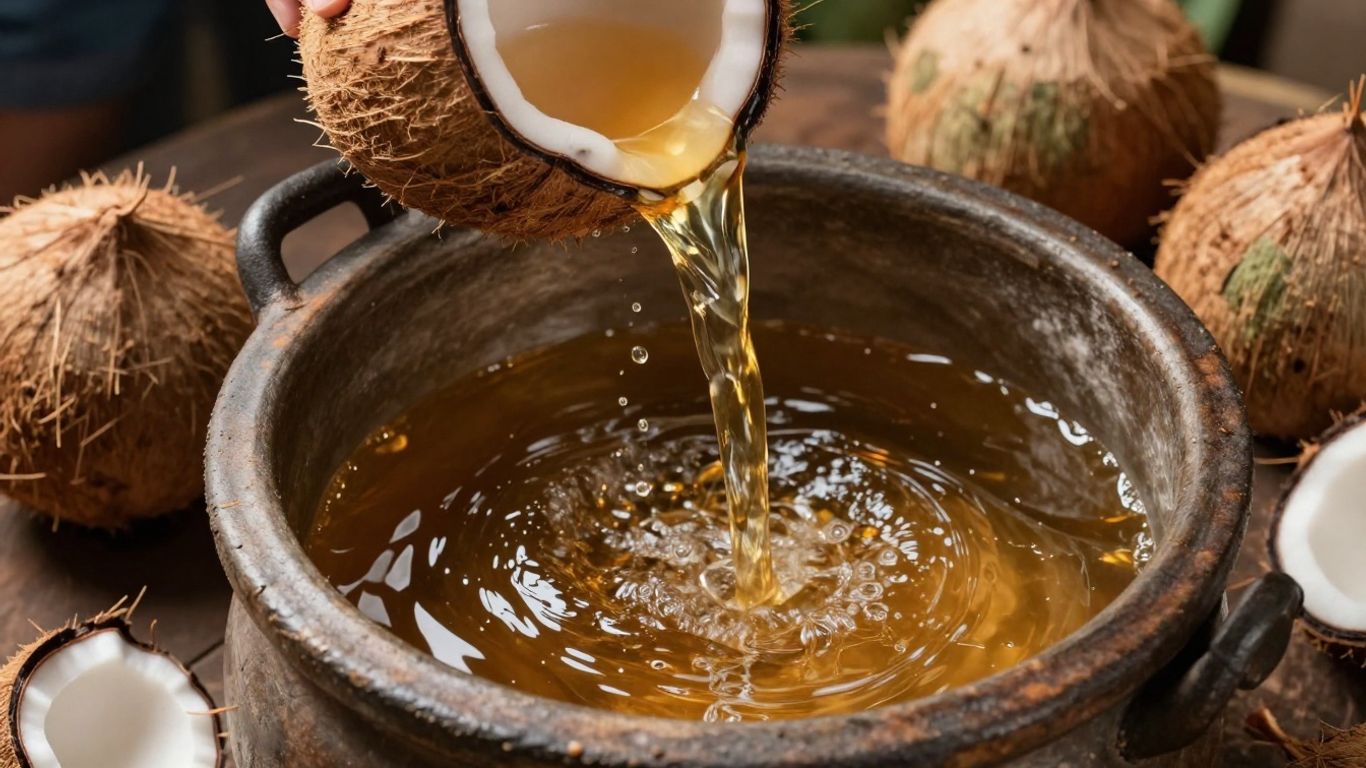 coconut sugar production process 3 Coconut sap being processed for sugar production.