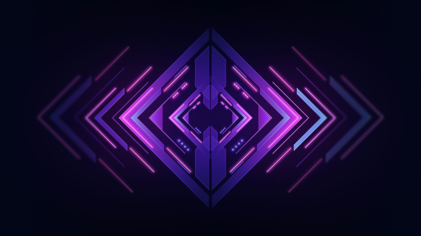 a dark background with a purple geometric design