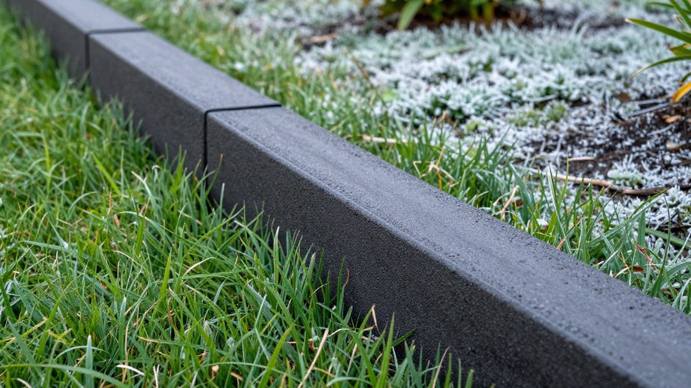 Durable garden edging resisting Minnesota's freeze-thaw cycle.