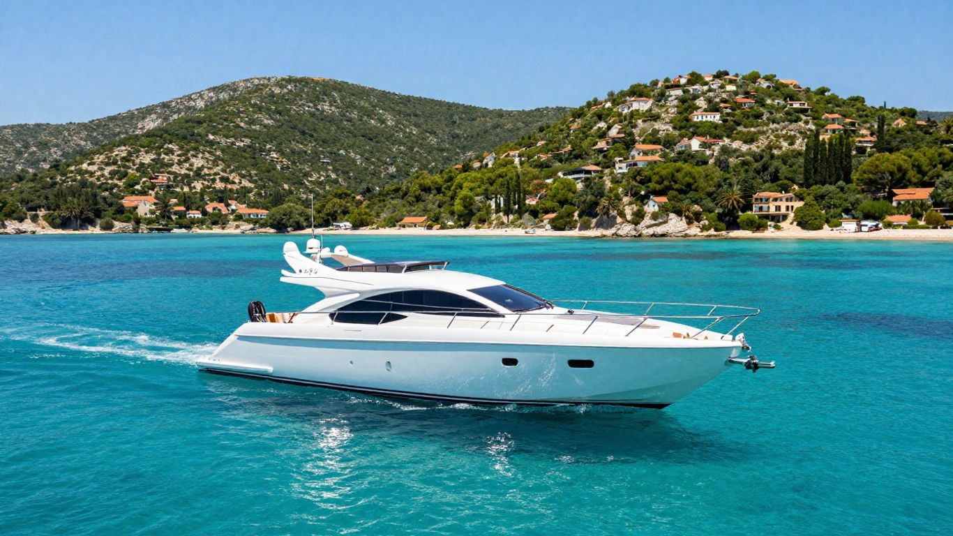 Luxury yacht sailing in Croatia's clear blue waters.