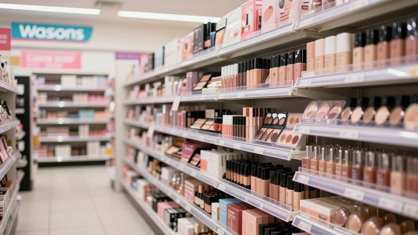 Watsons store interior with makeup products