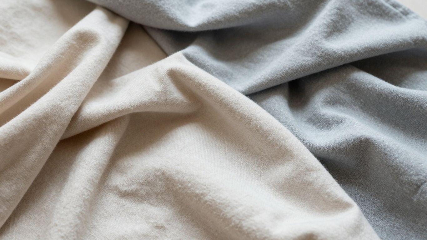 Colorful fabrics with visible textures, some appearing shrunken.