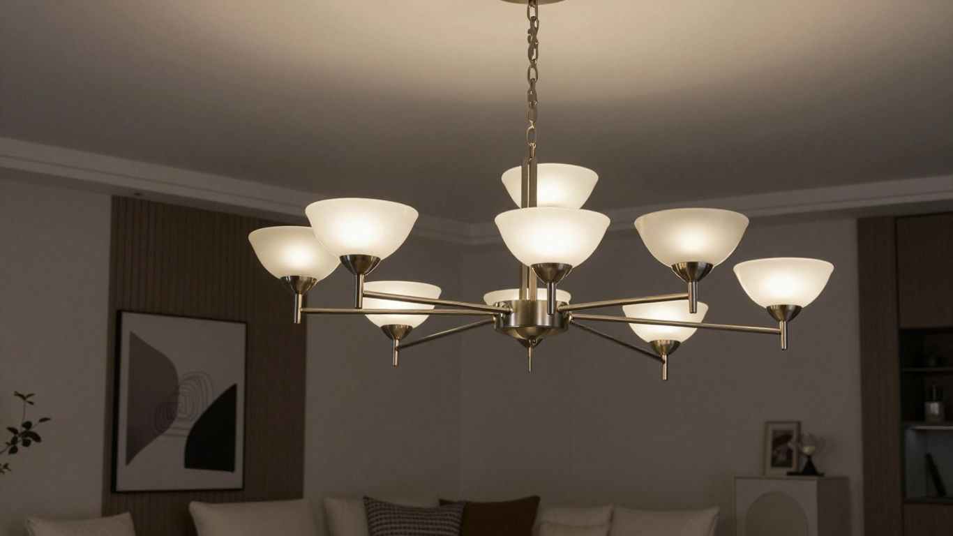 Contemporary chandelier light in a modern living room.