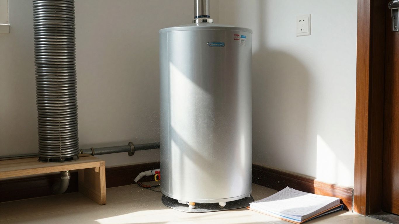 Chauffe-eau moderne dans une pièce utilitaire lumineuse.