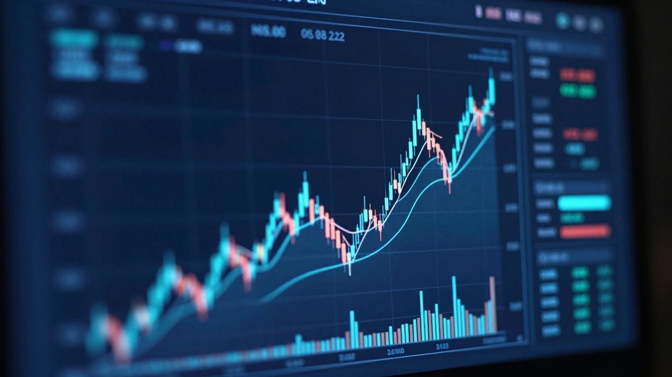 TradeSanta AI trading bot interface with glowing digital elements.